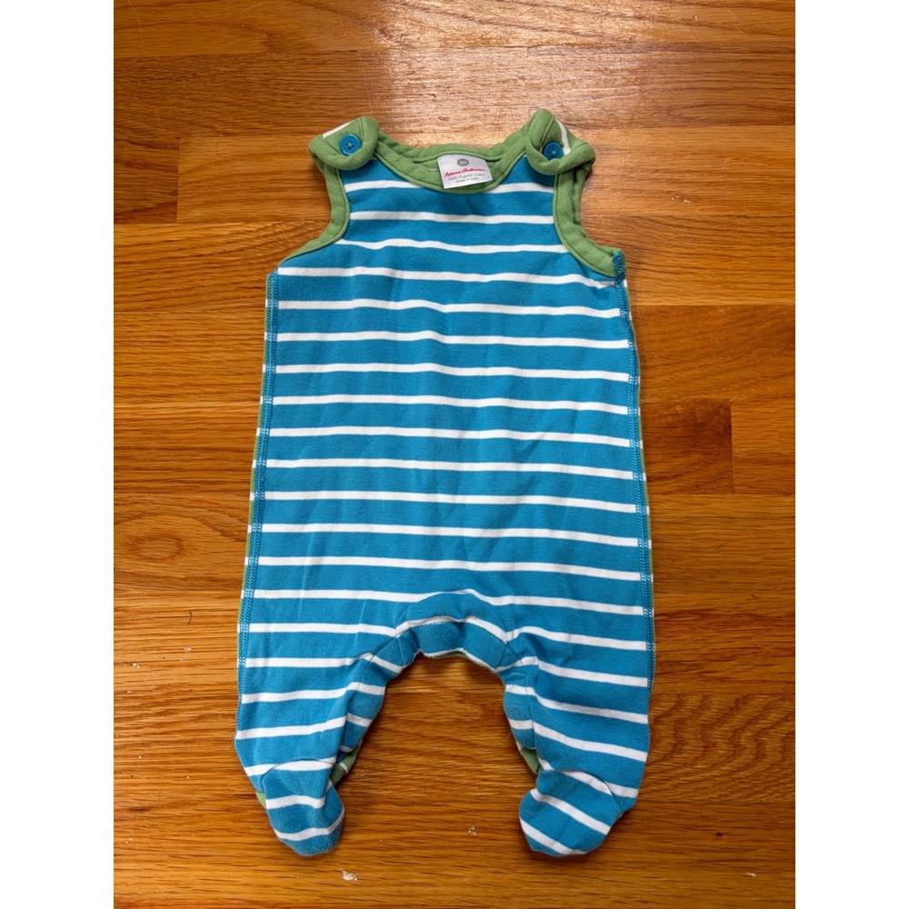 Hanna Andersson Reversible Striped Footed Romper Blue Green Organic Cotton 50